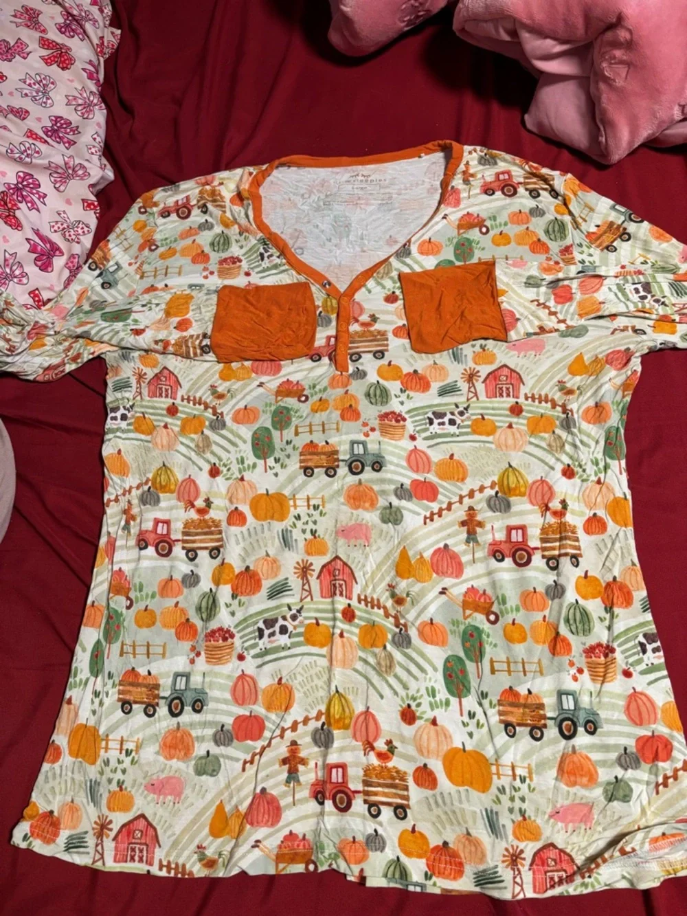 Little Sleepies Pumpkin Farm Pajama Set in Orange and Green - Picture 2 of 3